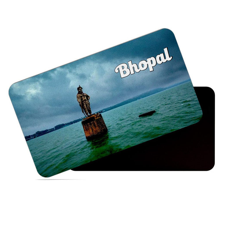 dhcrafts Rectangular Rubber Fridge Magnet / Magnetic Card Multicolor Bihar Bhopal Design Pack of 1 (8.6cm x 5.4cm)